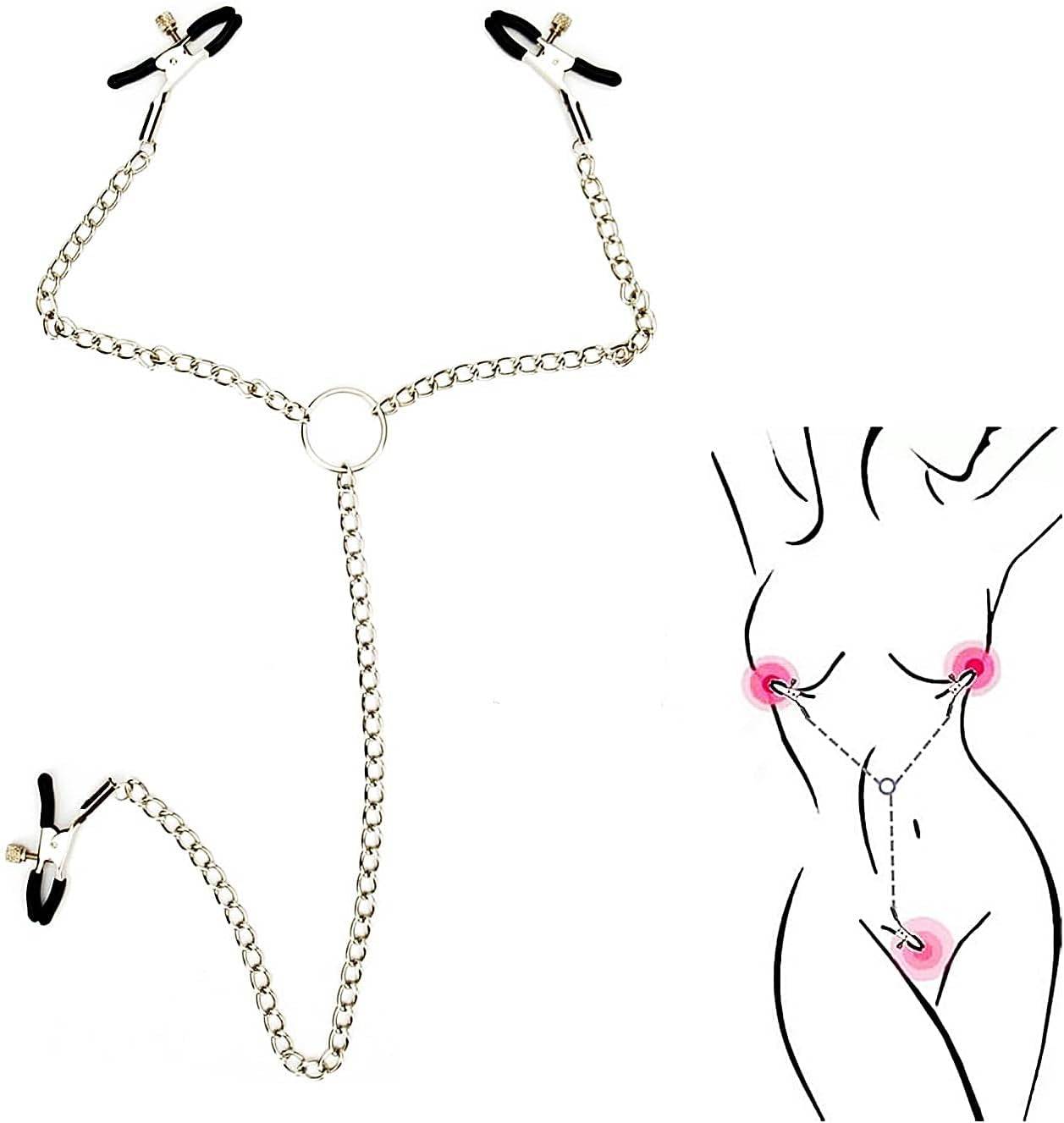 Nipple Clamps Adult Sex Toys ，Clit Clamp Adjustable Non-Piercing Body Chain Clip Jewelry